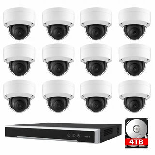 12-camera 8MP PoE surveillance kit with dome cameras, 16-channel NVR and 4TB hard drive