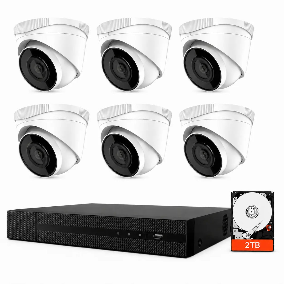 IK-6284TH-MH/P 6-Camera 4MP PoE Turret Security System with 2TB HDD