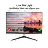 Front view of a sleek, ultra-thin 22-inch Full HD 1080P LED computer monitor displaying a clear multi-channel security camera live feed on a tech desk