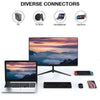Front view of a sleek, ultra-thin 22-inch Full HD 1080P LED computer monitor displaying a clear multi-channel security camera live feed on a tech desk