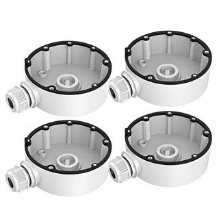 CB110 DS-1280ZJ-DM18 white aluminum conduit bases for compatible fixed-lens mini dome security cameras, 4-pack