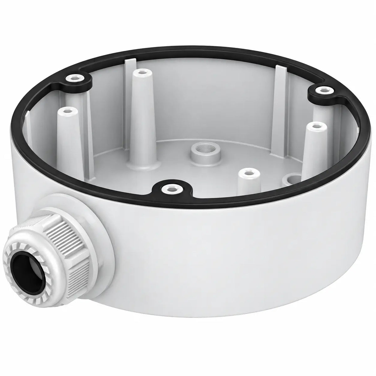 CB120 DS-1280ZJ-DM46 white aluminum junction box for compatible fixed dome security cameras with bottom and side cable routing