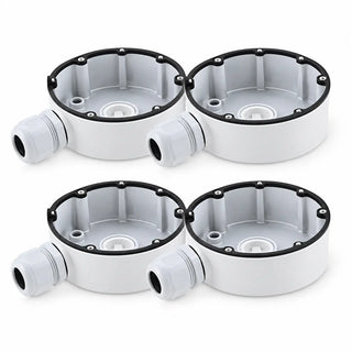 CB130T DS-1280ZJ-DM8 weatherproof junction boxes for compatible turret security cameras, supplied as a 4-pack for wall or ceiling mounting