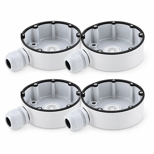 CB130T DS-1280ZJ-DM8 weatherproof junction boxes for compatible turret security cameras, supplied as a 4-pack for wall or ceiling mounting