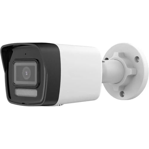 DS-2CD1083G2-LIUF 8MP Smart Hybrid Light bullet camera with built-in mic monitoring a warehouse perimeter