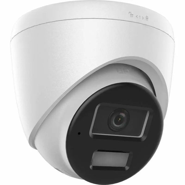 DS-2CD1343G2-LIUF/SL 4MP Smart Hybrid Light turret camera with two-way audio monitoring a commercial entrance