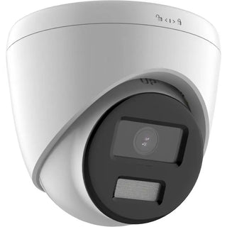 DS-2CD1347G2-LUF 4MP ColorVu turret camera with built-in mic monitoring an after-hours commercial entrance