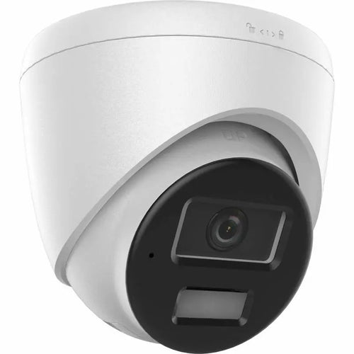 DS-2CD1383G2-LIUF/SL 8MP Smart Hybrid Light turret camera with two-way audio monitoring a commercial entrance
