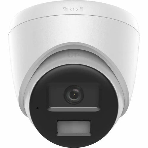 DS-2CD1383G2-LIUF/SL 8MP Smart Hybrid Light turret camera with two-way audio monitoring a commercial entrance