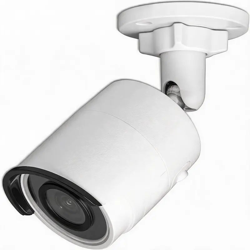 DS-2CD2083G2-I 8MP AcuSense bullet camera installed for commercial perimeter monitoring at a warehouse entrance