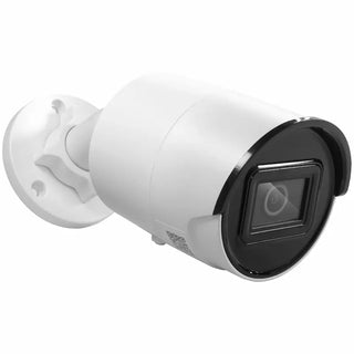DS-2CD2083G2-IU 8MP AcuSense bullet camera with built-in mic monitoring a commercial warehouse perimeter