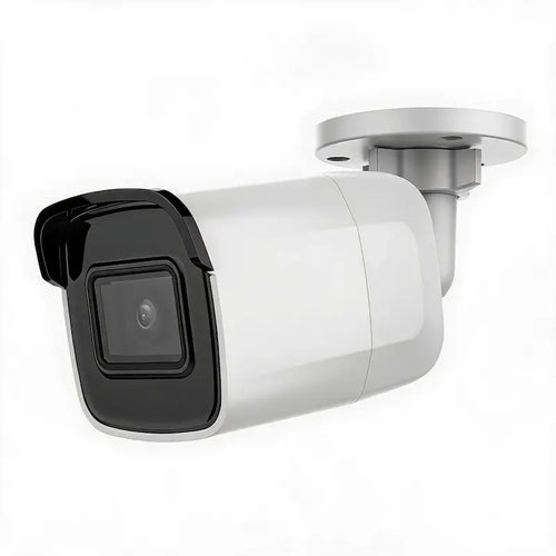 DS-2CD2085G1-I 8MP 4K bullet camera monitoring a commercial warehouse perimeter with Smart Event detection and IP67 weather protection