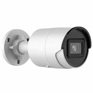 DS-2CD2086G2-I 8MP AcuSense bullet camera with 40m Smart IR monitoring a commercial warehouse perimeter