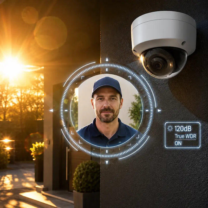 DS-2CD2143G2-I 4MP security camera with 120dB True WDR technology delivering clear facial details in strong backlight conditions