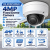 DS-2CD2143G2-I 4MP AcuSense dome security camera featuring human and vehicle detection, 98 ft IR night vision, PoE, 120 dB WDR, IP67 weather protection, IK10 vandal resistance, and H.265+ compression