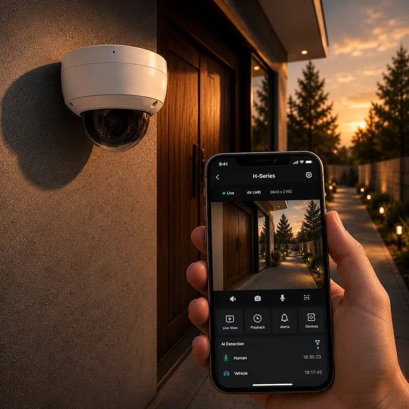 DS-2CD2143G2-IU dome security camera with remote mobile viewing, live monitoring and AI event notifications