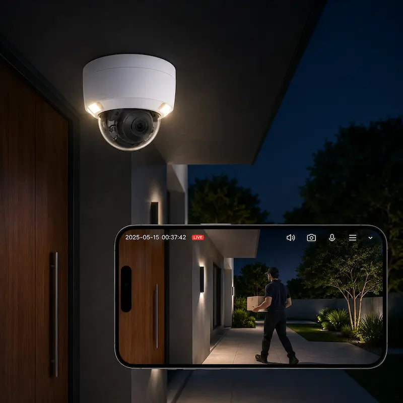 DS-2CD2147G2-LSU full-color night vision security camera providing vivid nighttime surveillance with remote mobile viewing