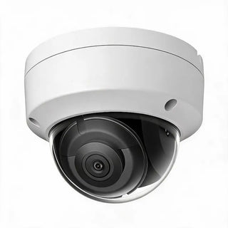 DS-2CD2183G2-I 8MP AcuSense IK10 vandal-resistant dome camera protecting a commercial office entrance with AI-based surveillance