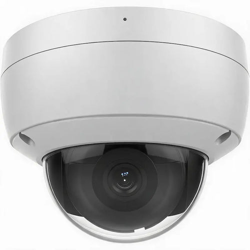 DS-2CD2186G2-I 8MP AcuSense IK10 dome camera monitoring a commercial office entrance with AI human and vehicle detection
