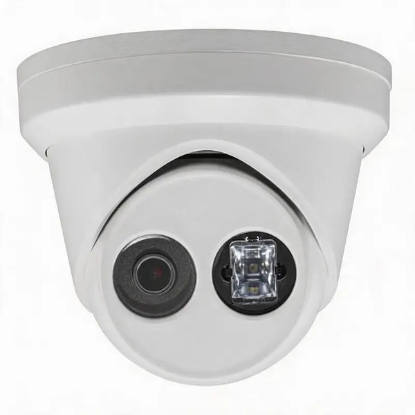 DS-2CD2343G0-I 4MP turret camera installed at a commercial warehouse entrance for indoor and outdoor perimeter surveillance