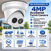 DS-2CD2343G2-IU 4MP AcuSense turret security camera featuring human and vehicle detection, built-in microphone, 98 ft IR night vision, PoE, 120 dB WDR, IP67 weather protection, and H.265+ compression