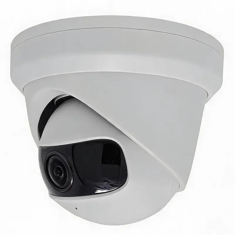 DS-2CD2345G0P-I 4MP 180-degree wide-angle turret camera monitoring a commercial lobby with WDR