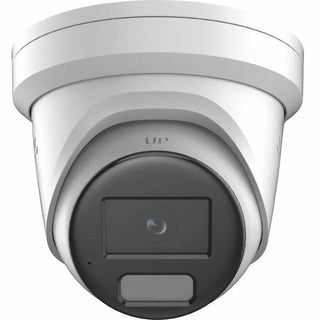 DS-2CD2387G2H-LISU/SL 8MP ColorVu turret camera with active deterrence monitoring a commercial entrance