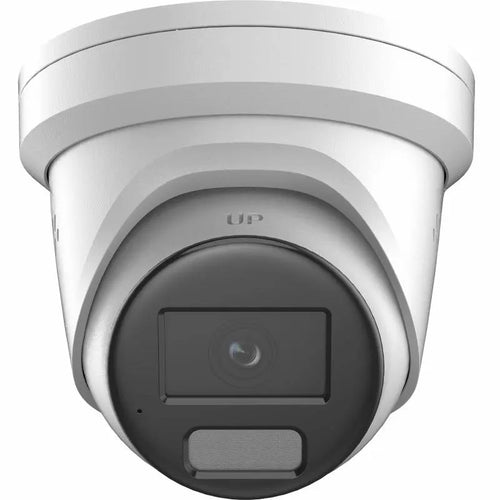 DS-2CD2387G2H-LISU/SL 8MP ColorVu turret camera with active deterrence monitoring a commercial entrance