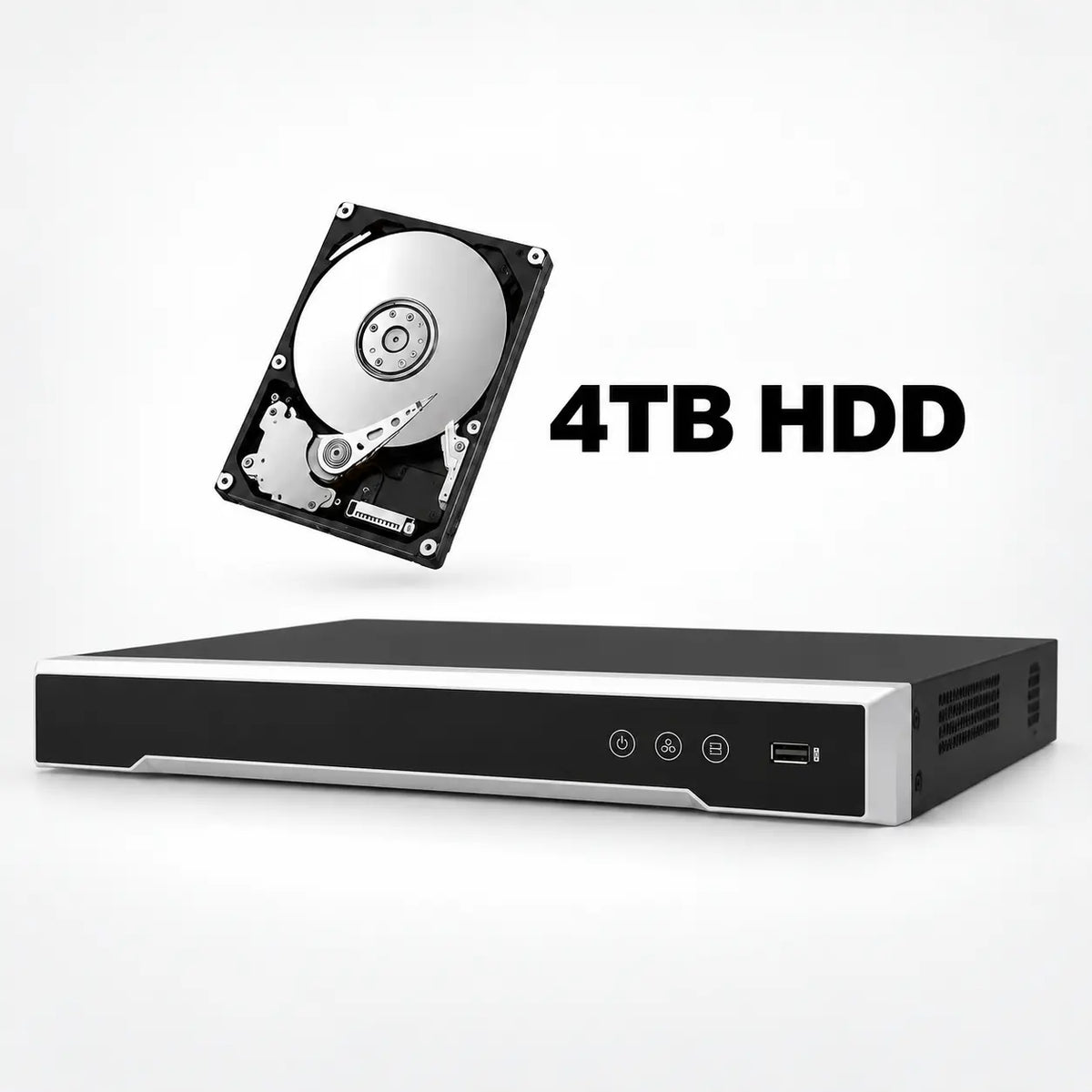 DS-7608NI-Q2/8P 8-channel PoE NVR with 4TB HDD, dual SATA storage, and 4K video output for commercial surveillance systems