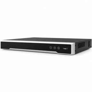 DS-7616NI-M2/16P 16-channel PoE NVR with dual SATA storage, 32MP recording support, and 8K output for commercial surveillance systems.