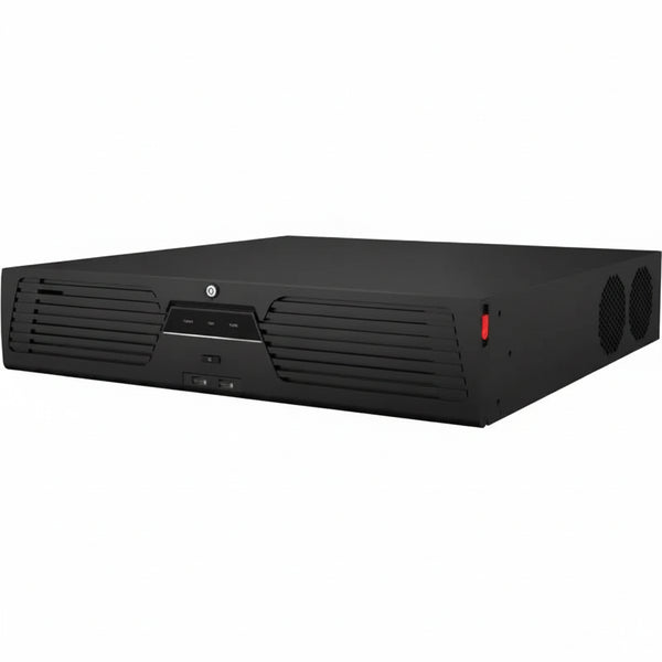 Hikvision DS-9632NI-M8 32-Channel 8K Ultra Series NVR featuring 8-Bay HDD Slots and Dual 4K/8K HDMI Output