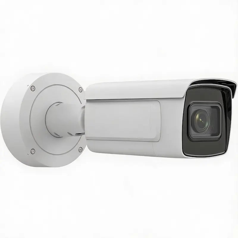 iDS-2CD7A46G0/P-IZHS 4MP LPR bullet camera monitoring a commercial vehicle gate for license plate recognition