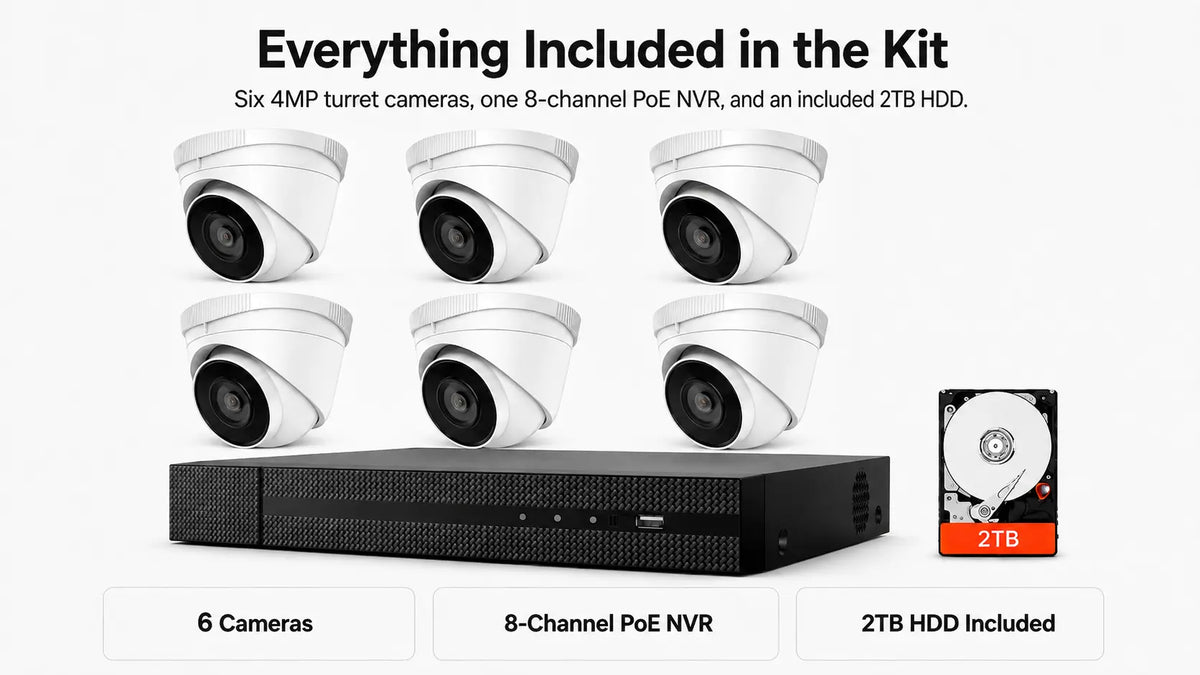 IK-6284TH-MH/P 6-Camera 4MP PoE Turret Security System with 2TB HDD Product detail 1