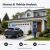 Representative human and vehicle analysis illustration at a residential entrance, supported on up to four NVR channels.