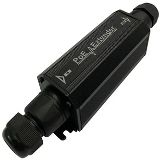 Industrial-grade white Real HD outdoor IP67 waterproof 1-channel Gigabit PoE extender with tightly sealed rubber waterproof connectors on both ends