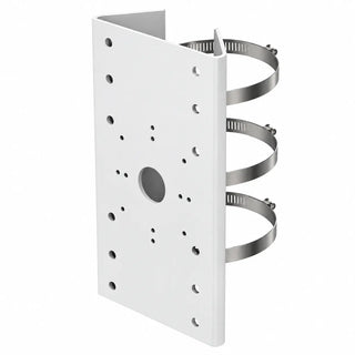 PM DS-1275ZJ pole mount adapter with metal mounting plate and stainless steel clamps for compatible security camera wall brackets