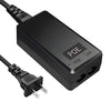 Compact black Real HD 48V 24W 0.5A PoE injector adapter showing dual RJ45 ports for LAN input and PoE power output